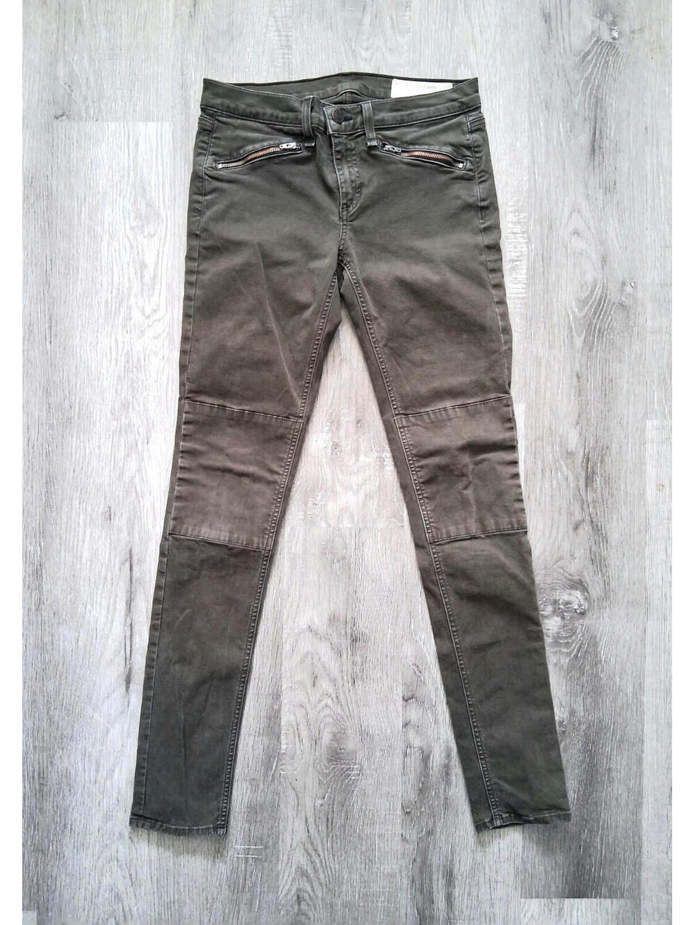 VTG Rag & Bone Ridley Moto Women's Green Size 4 28x29 Skinny Low Rise Jeans